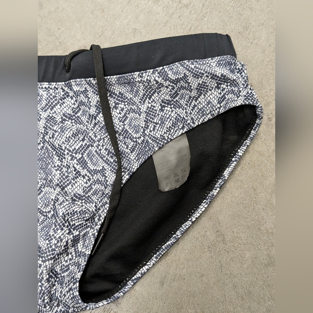 Black and White Snakeskin Pattern Swim Brief, Small/Medium